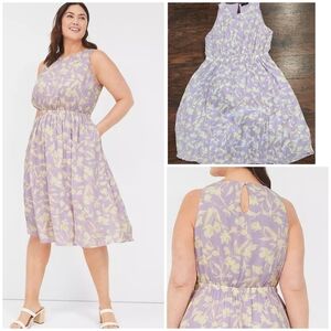 LANE BRYANT Crew-Neck Fit & Flare Midi Dress 🌸🪻